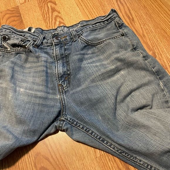 Levi’s Signature Blue Thrashed Jeans Fraying Mens Size 31 x 28.5 Grunge Style - Picture 7 of 16